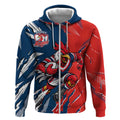 Personalized Sydney Roosters Zip Hoodie Dynamic Lightning Mascot Rugby Australia