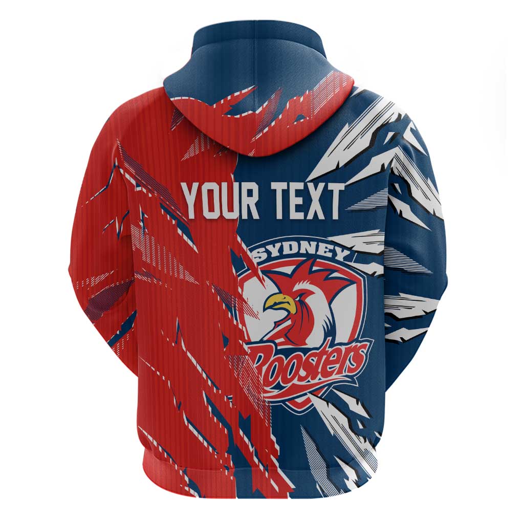 Personalized Sydney Roosters Zip Hoodie Dynamic Lightning Mascot Rugby Australia
