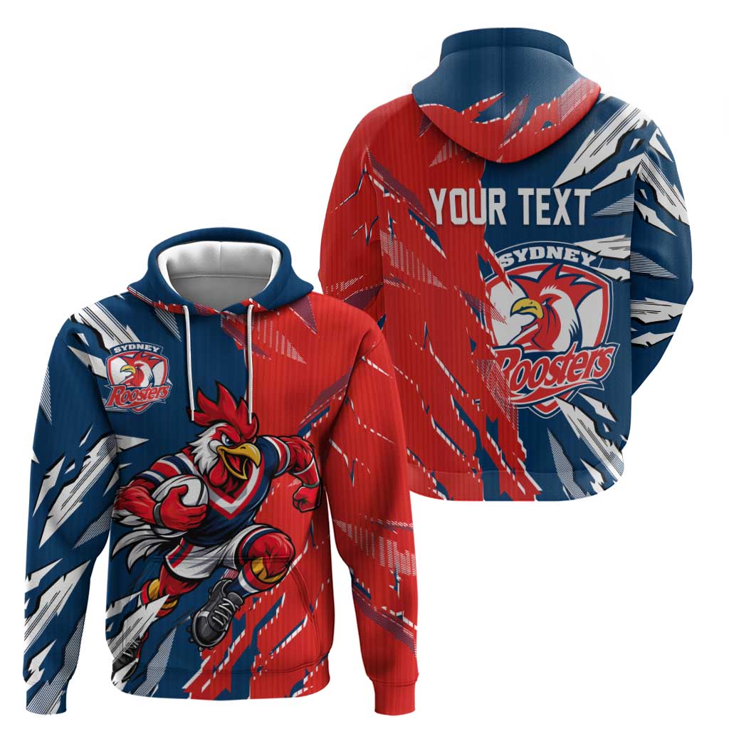 Personalized Sydney Roosters Zip Hoodie Dynamic Lightning Mascot Rugby Australia