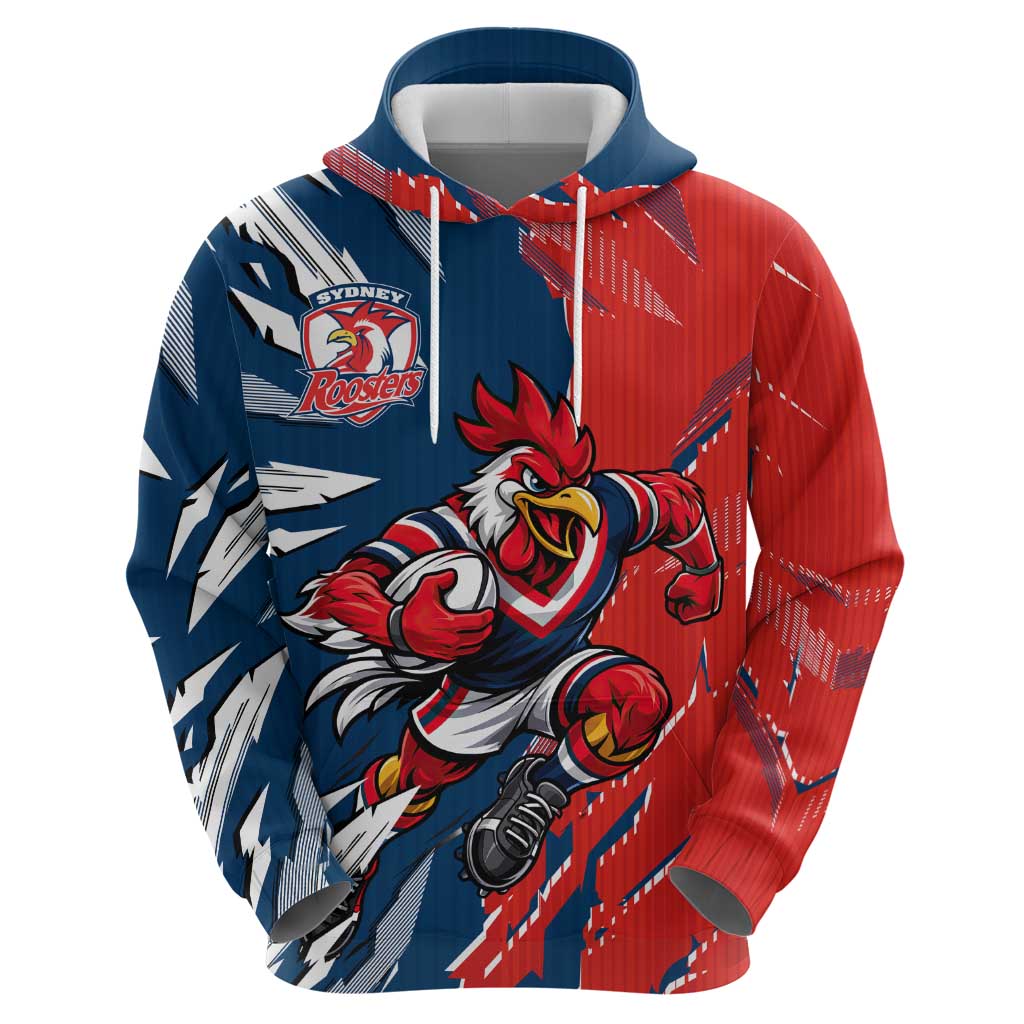 Personalized Sydney Roosters Zip Hoodie Dynamic Lightning Mascot Rugby Australia