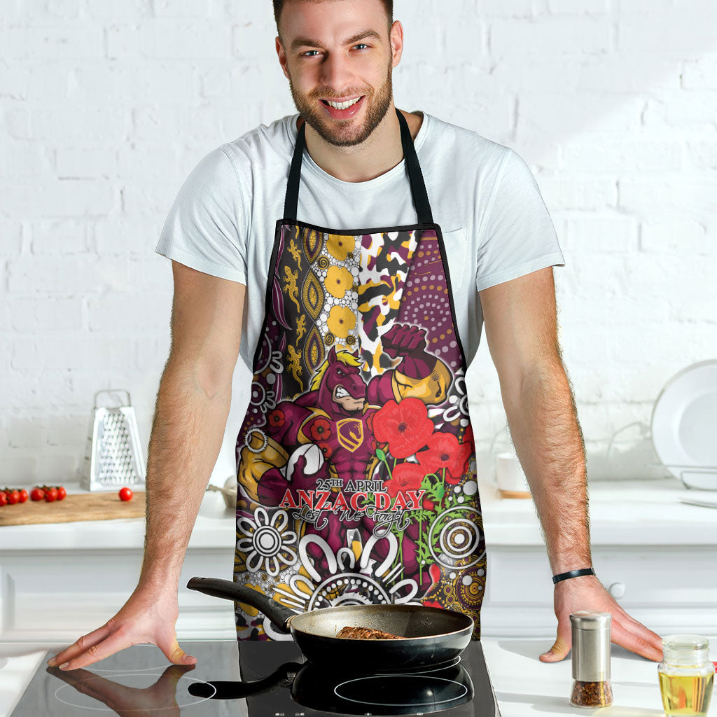 Brisbane Broncos ANZAC Day Apron Aboriginal Poppy Remembrance Rugby - Lest We Forget