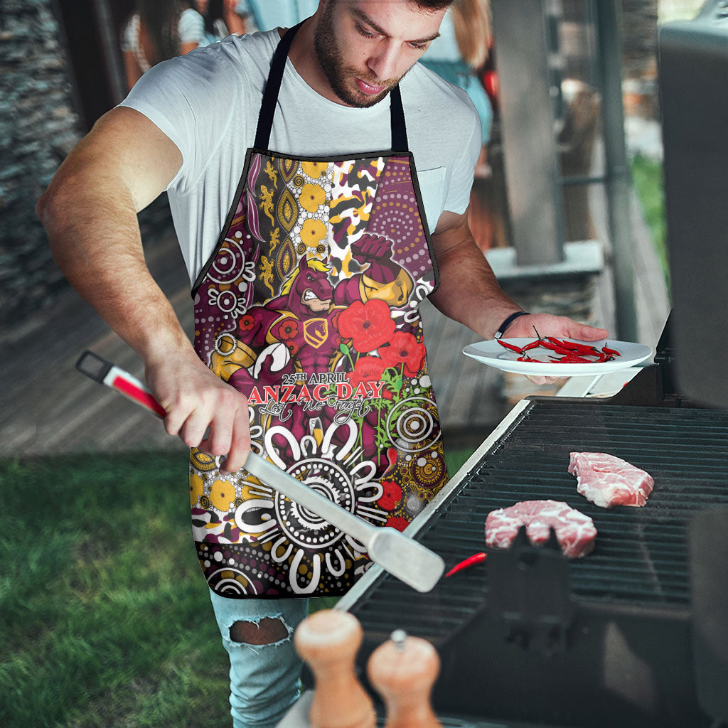 Brisbane Broncos ANZAC Day Apron Aboriginal Poppy Remembrance Rugby - Lest We Forget
