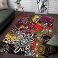 Brisbane Broncos ANZAC Day Area Rug Aboriginal Poppy Remembrance Rugby - Lest We Forget