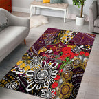 Brisbane Broncos ANZAC Day Area Rug Aboriginal Poppy Remembrance Rugby - Lest We Forget