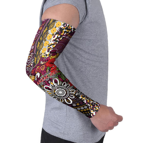 Brisbane Broncos ANZAC Day Arm Sleeves Aboriginal Poppy Remembrance Rugby - Lest We Forget