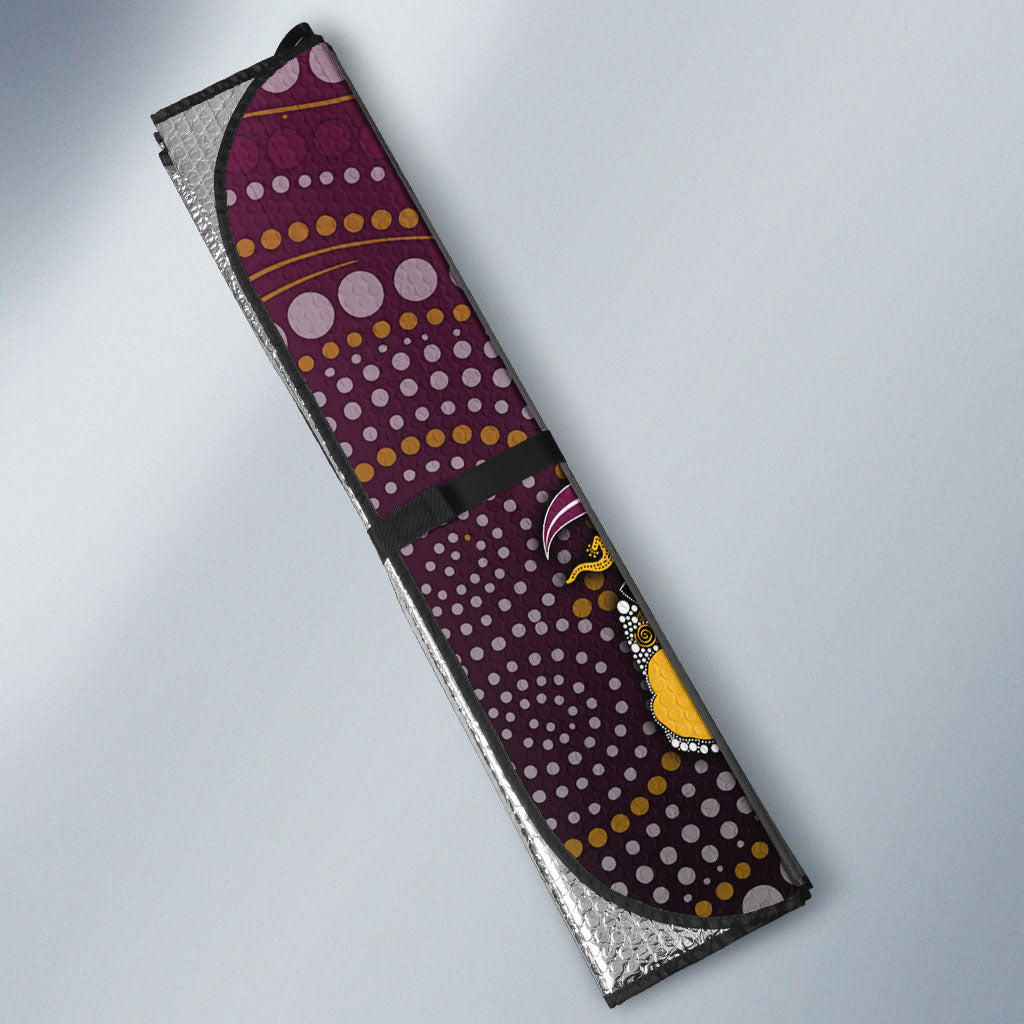 Brisbane Broncos ANZAC Day Auto Sun Shade Aboriginal Poppy Remembrance Rugby - Lest We Forget