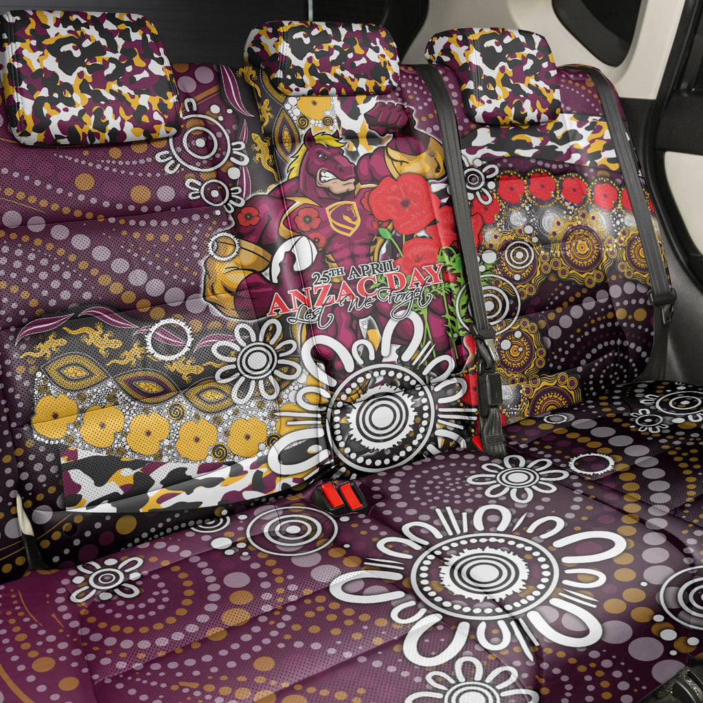 Brisbane Broncos ANZAC Day Back Car Seat Cover Aboriginal Poppy Remembrance Rugby - Lest We Forget