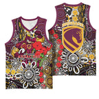 Brisbane Broncos ANZAC Day Basketball Jersey Aboriginal Poppy Remembrance Rugby - Lest We Forget