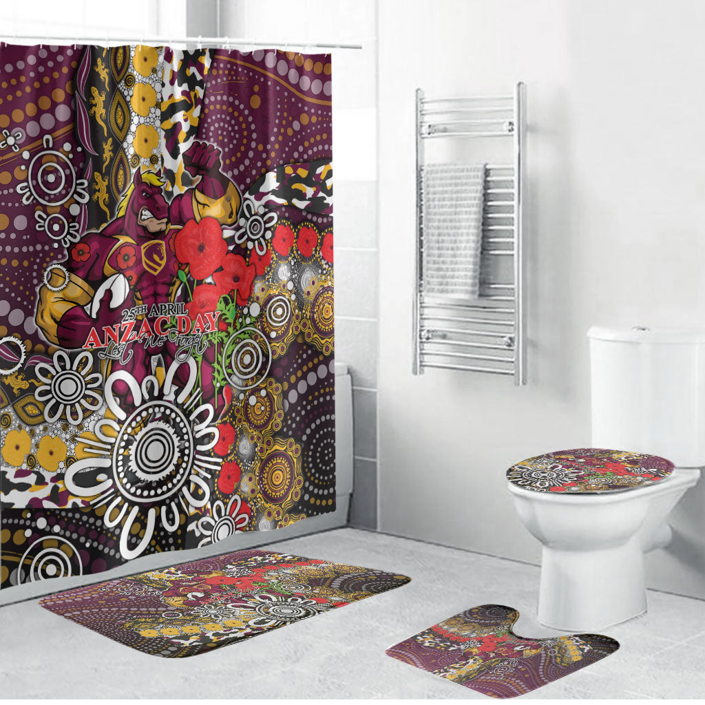 Brisbane Broncos ANZAC Day Bathroom Set Aboriginal Poppy Remembrance Rugby - Lest We Forget