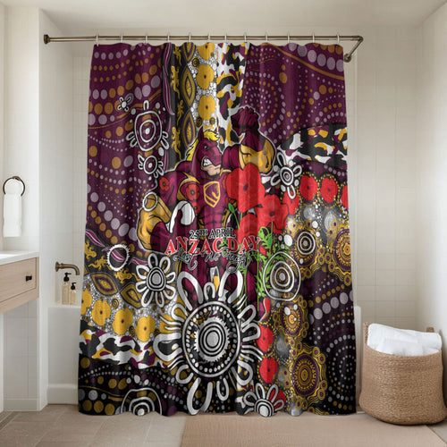 Brisbane Broncos ANZAC Day Bathroom Set Aboriginal Poppy Remembrance Rugby - Lest We Forget