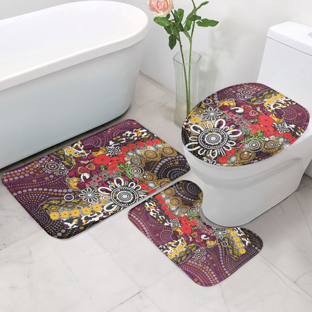Brisbane Broncos ANZAC Day Bathroom Set Aboriginal Poppy Remembrance Rugby - Lest We Forget