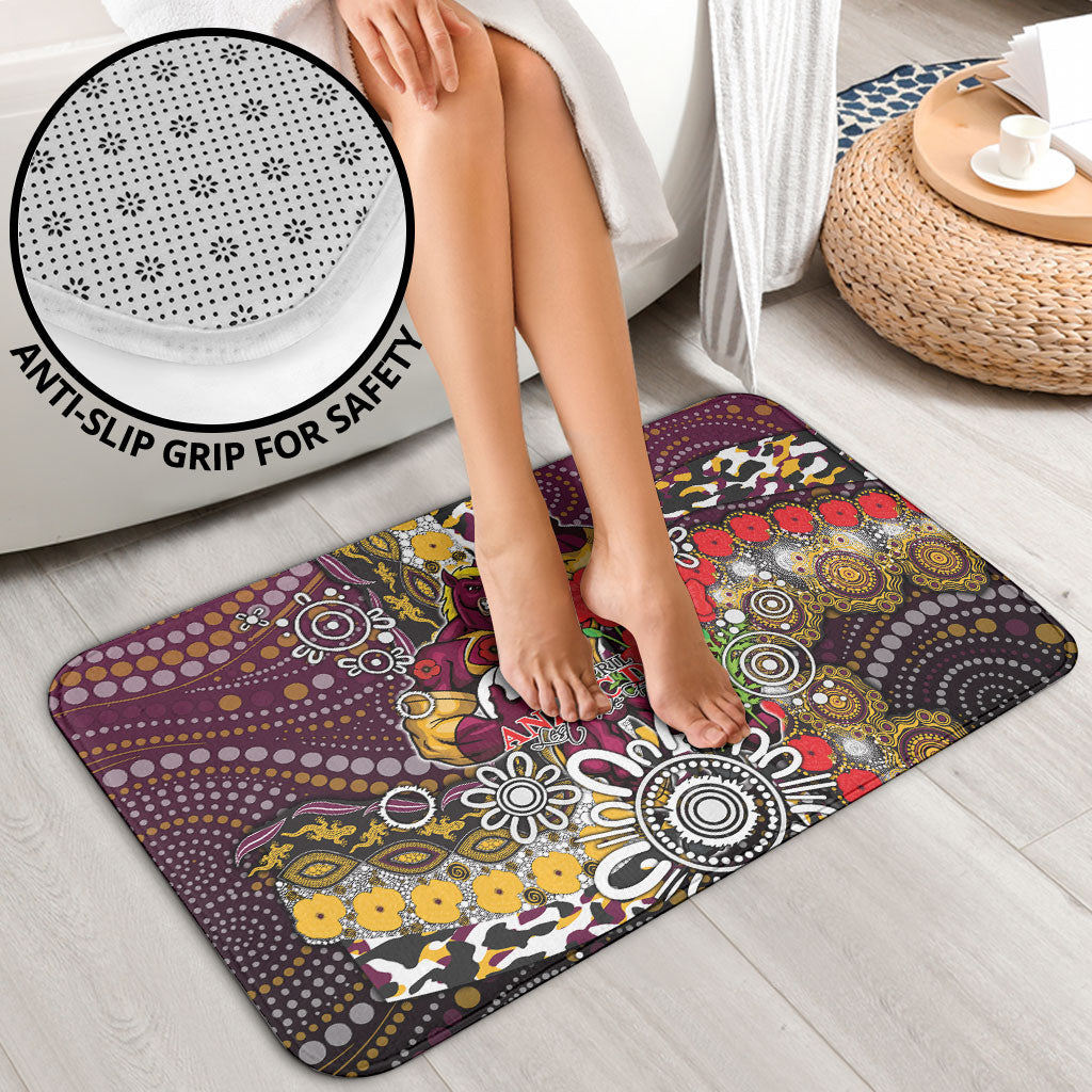 Brisbane Broncos ANZAC Day Bathroom Set Aboriginal Poppy Remembrance Rugby - Lest We Forget