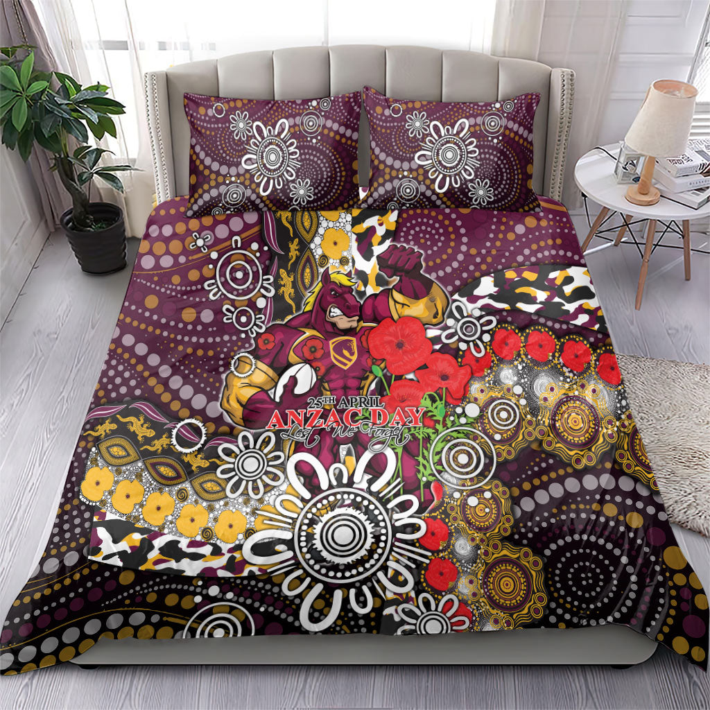Brisbane Broncos ANZAC Day Bedding Set Aboriginal Poppy Remembrance Rugby - Lest We Forget