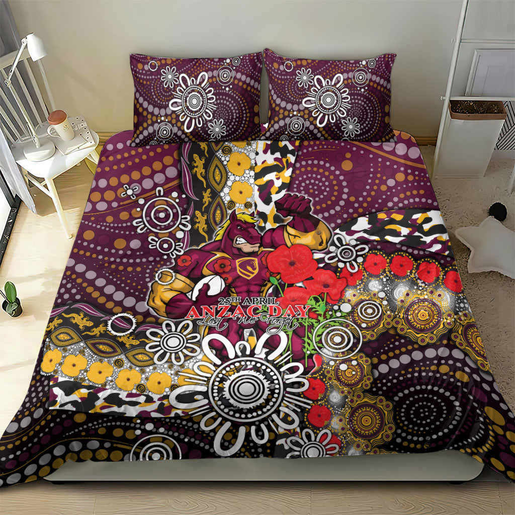 Brisbane Broncos ANZAC Day Bedding Set Aboriginal Poppy Remembrance Rugby - Lest We Forget