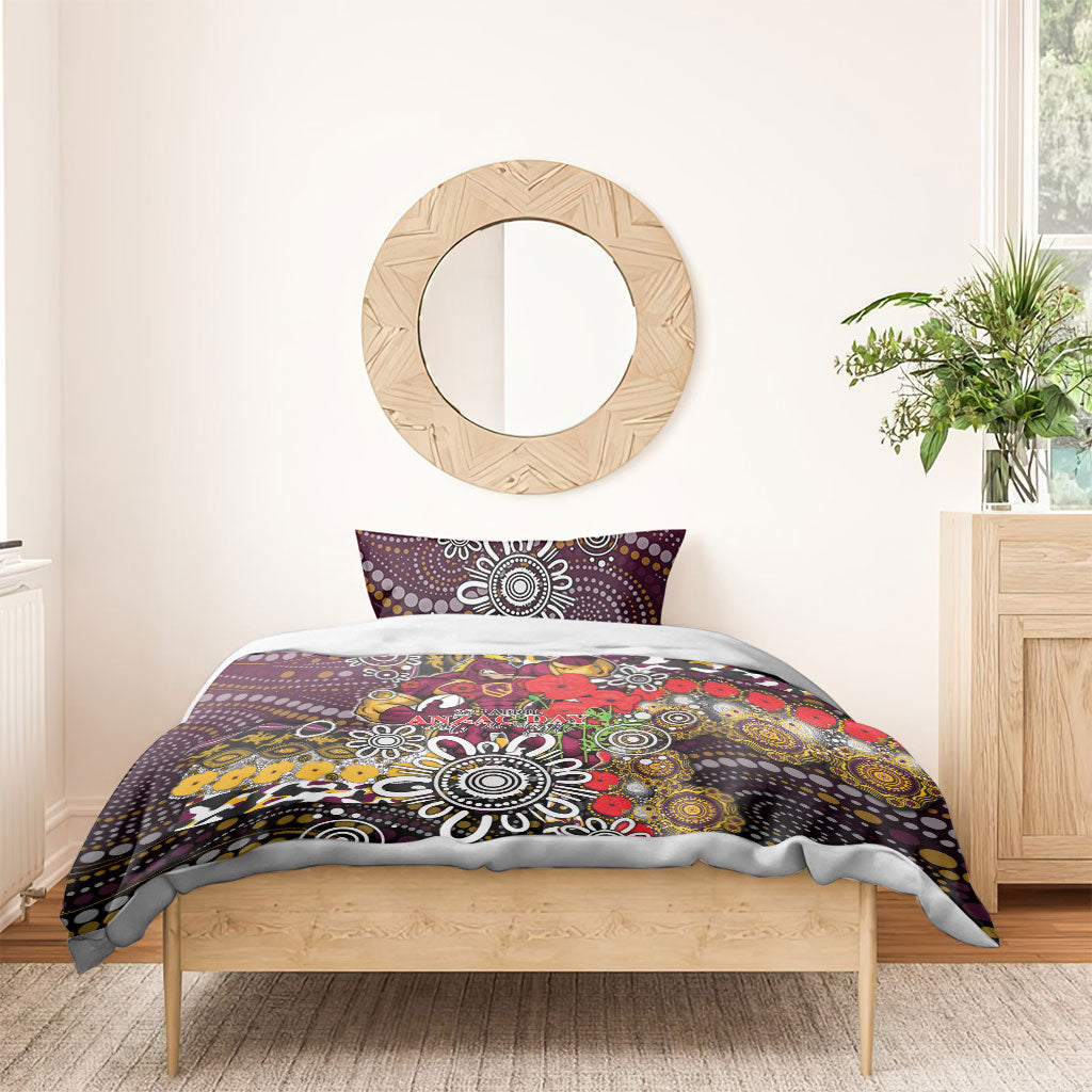 Brisbane Broncos ANZAC Day Bedding Set Aboriginal Poppy Remembrance Rugby - Lest We Forget
