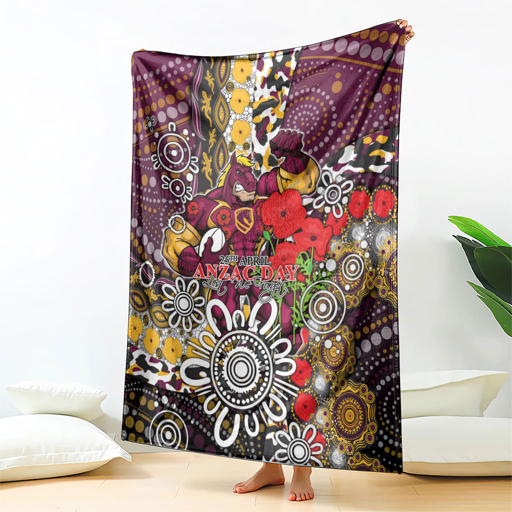 Brisbane Broncos ANZAC Day Blanket Aboriginal Poppy Remembrance Rugby - Lest We Forget