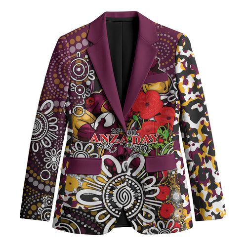 Brisbane Broncos ANZAC Day Blazer Aboriginal Poppy Remembrance Rugby - Lest We Forget