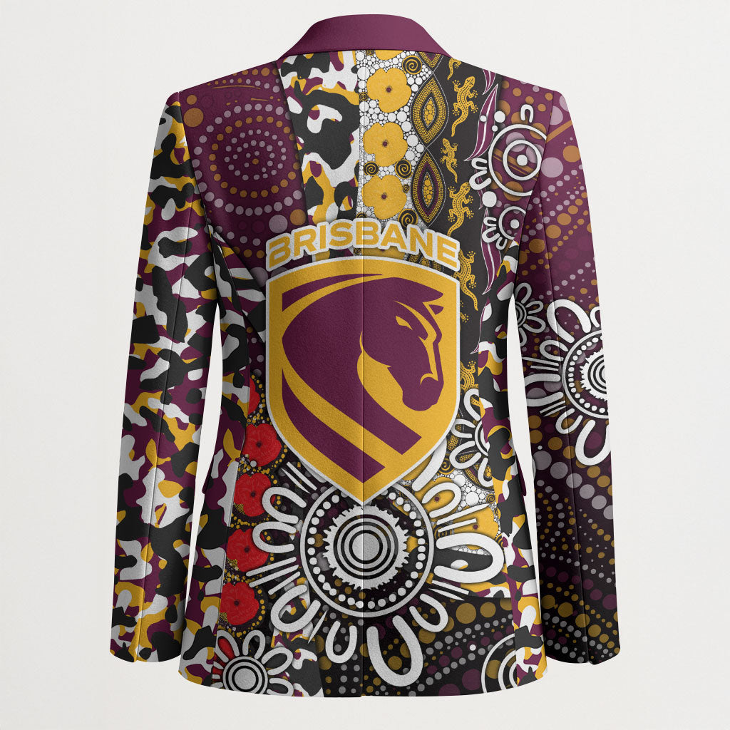 Brisbane Broncos ANZAC Day Blazer Aboriginal Poppy Remembrance Rugby - Lest We Forget