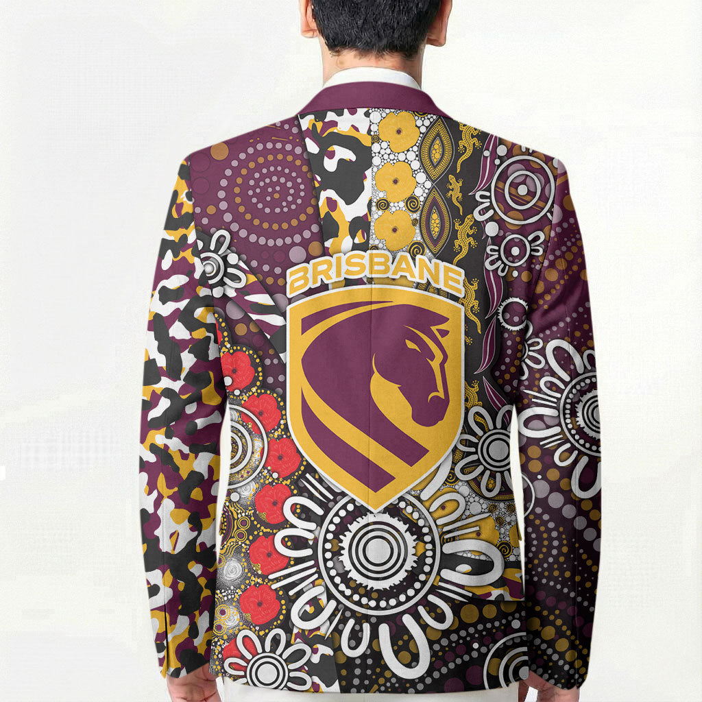 Brisbane Broncos ANZAC Day Blazer Aboriginal Poppy Remembrance Rugby - Lest We Forget