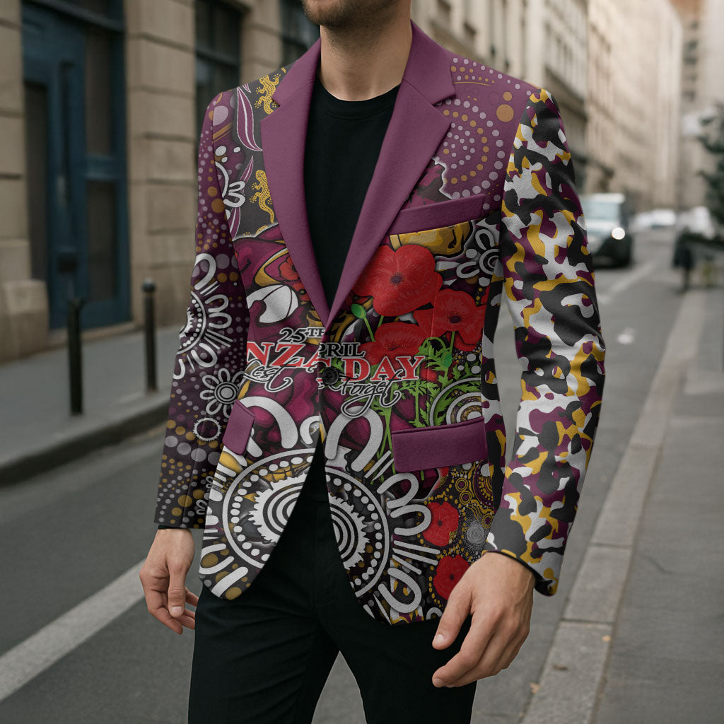 Brisbane Broncos ANZAC Day Blazer Aboriginal Poppy Remembrance Rugby - Lest We Forget