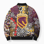 Brisbane Broncos ANZAC Day Bomber Puffer Jacket Aboriginal Poppy Remembrance Rugby - Lest We Forget
