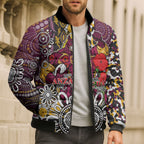 Brisbane Broncos ANZAC Day Bomber Puffer Jacket Aboriginal Poppy Remembrance Rugby - Lest We Forget