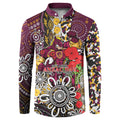 Brisbane Broncos ANZAC Day Button Sweatshirt Aboriginal Poppy Remembrance Rugby - Lest We Forget
