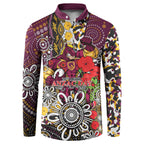 Brisbane Broncos ANZAC Day Button Sweatshirt Aboriginal Poppy Remembrance Rugby - Lest We Forget