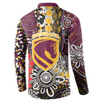 Brisbane Broncos ANZAC Day Button Sweatshirt Aboriginal Poppy Remembrance Rugby - Lest We Forget