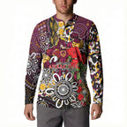 Brisbane Broncos ANZAC Day Button Sweatshirt Aboriginal Poppy Remembrance Rugby - Lest We Forget