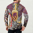 Brisbane Broncos ANZAC Day Button Sweatshirt Aboriginal Poppy Remembrance Rugby - Lest We Forget