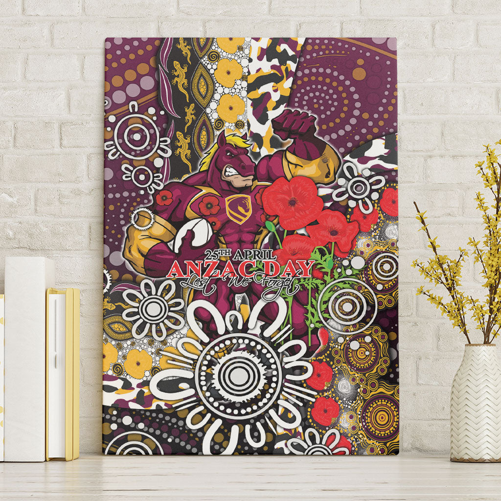 Brisbane Broncos ANZAC Day Canvas Wall Art Aboriginal Poppy Remembrance Rugby - Lest We Forget