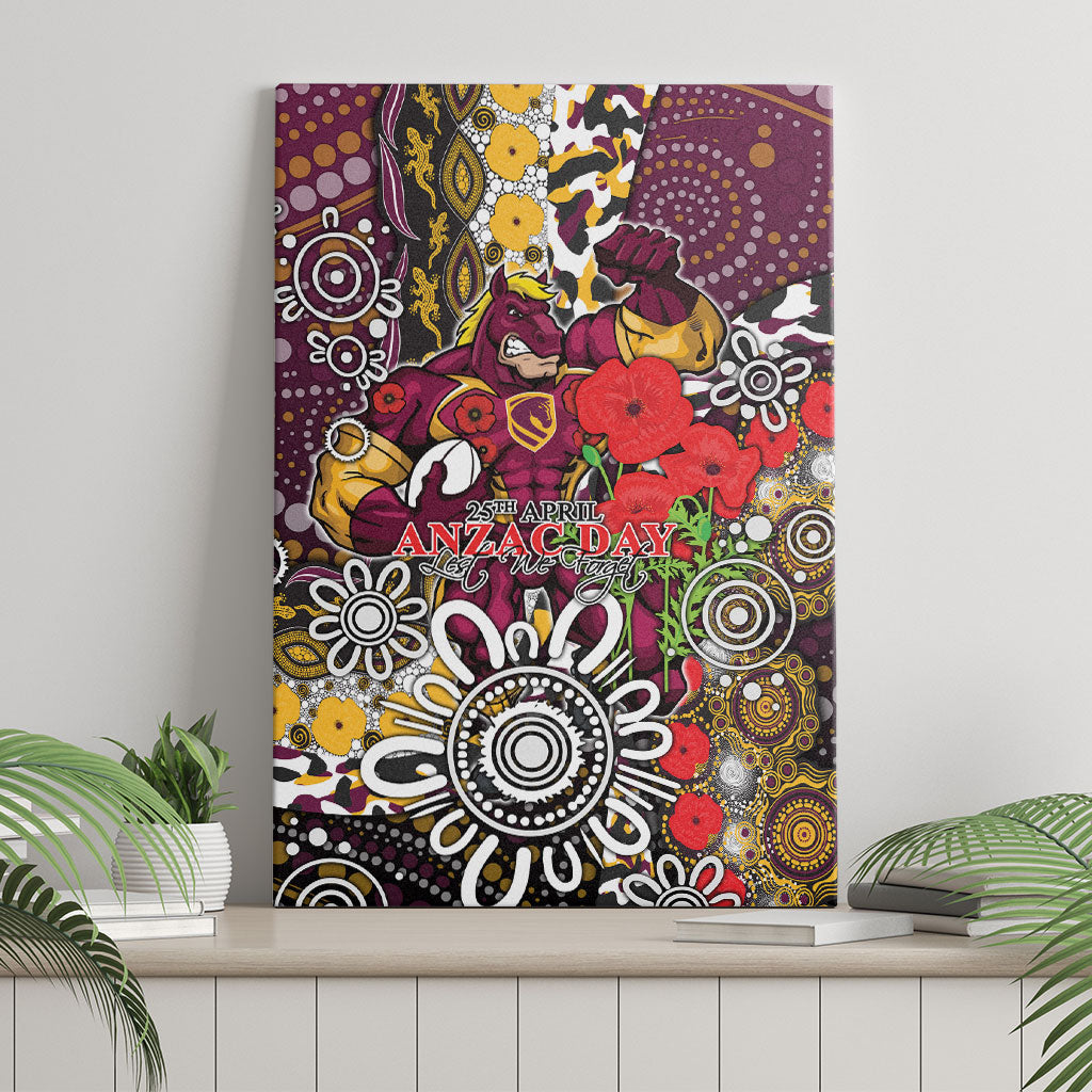 Brisbane Broncos ANZAC Day Canvas Wall Art Aboriginal Poppy Remembrance Rugby - Lest We Forget