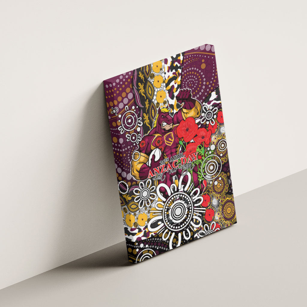 Brisbane Broncos ANZAC Day Canvas Wall Art Aboriginal Poppy Remembrance Rugby - Lest We Forget