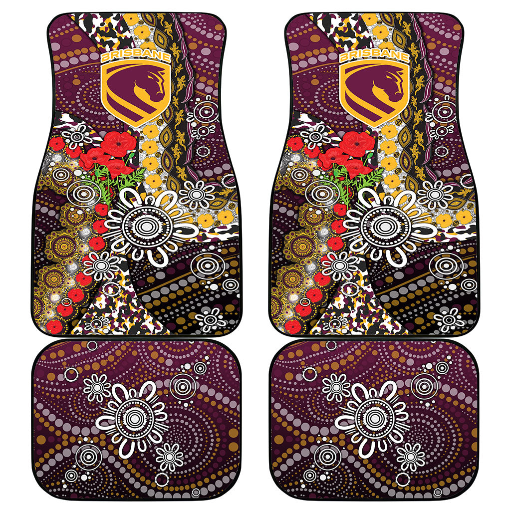 Brisbane Broncos ANZAC Day Car Mats Aboriginal Poppy Remembrance Rugby - Lest We Forget