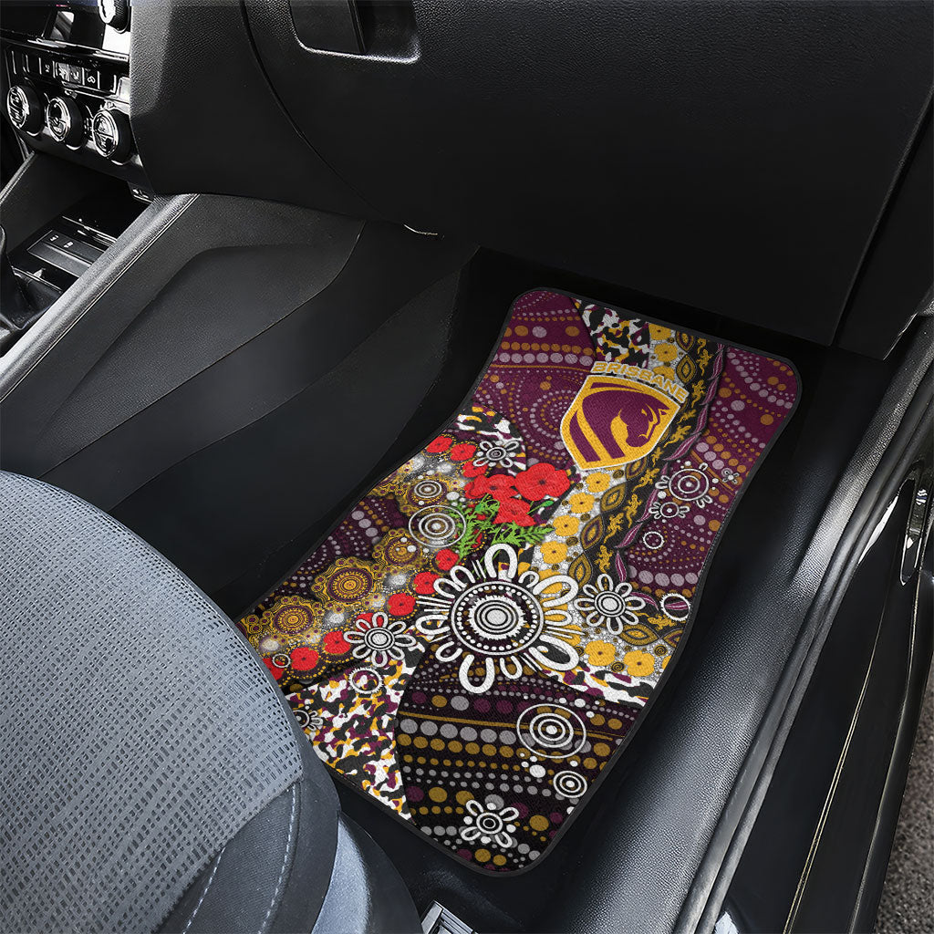 Brisbane Broncos ANZAC Day Car Mats Aboriginal Poppy Remembrance Rugby - Lest We Forget