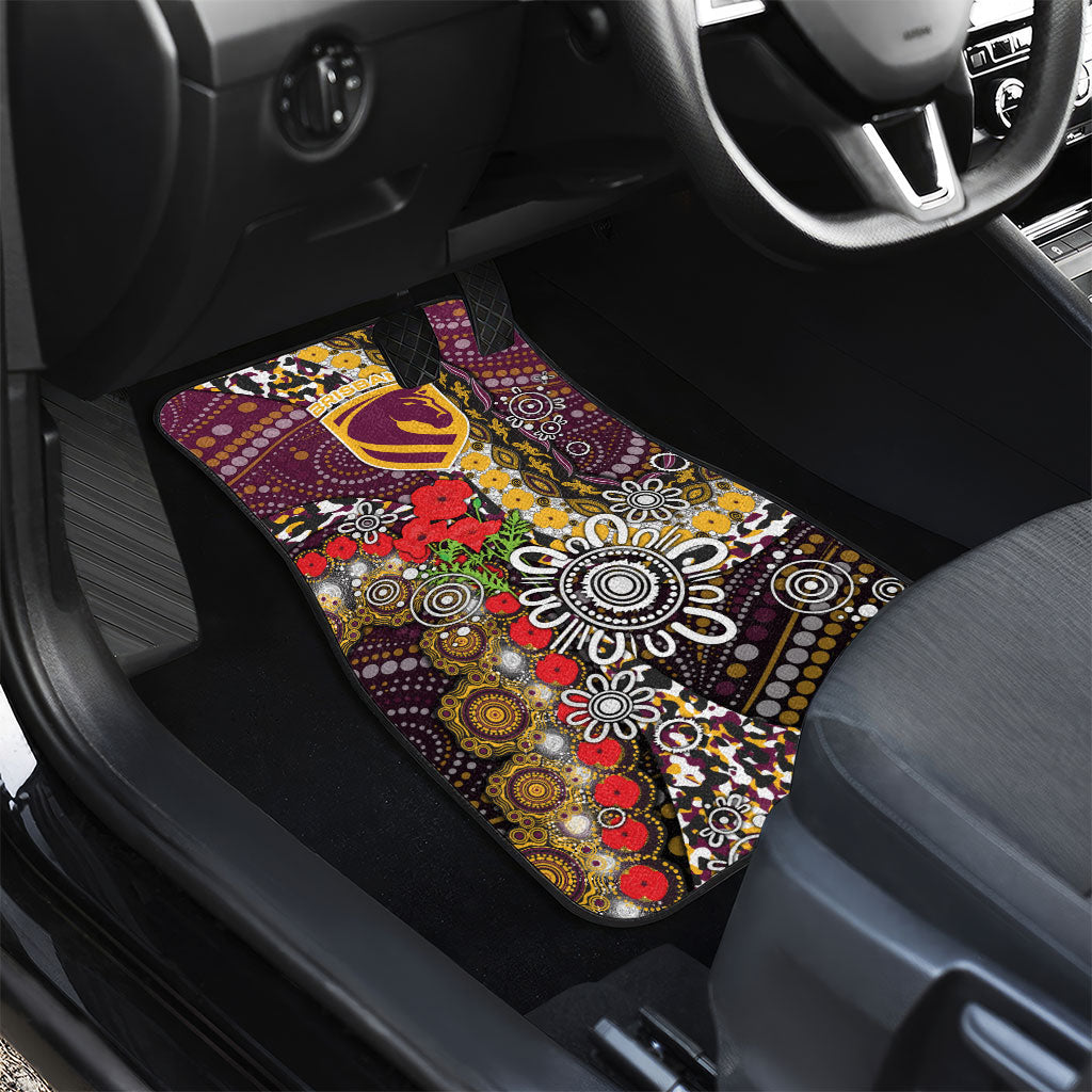 Brisbane Broncos ANZAC Day Car Mats Aboriginal Poppy Remembrance Rugby - Lest We Forget