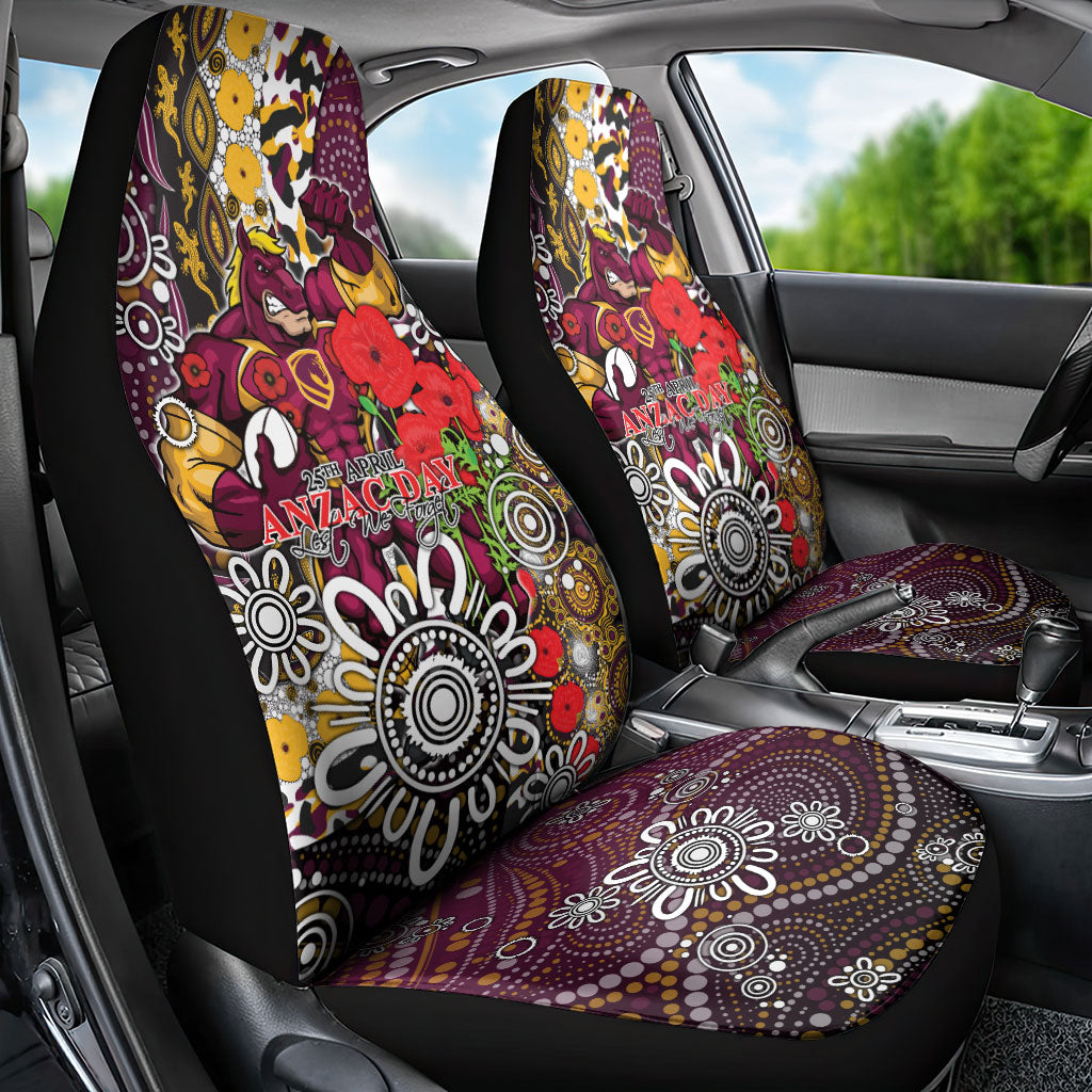 Brisbane Broncos ANZAC Day Car Seat Cover Aboriginal Poppy Remembrance Rugby - Lest We Forget