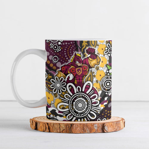 Brisbane Broncos ANZAC Day Ceramic Mug Aboriginal Poppy Remembrance Rugby - Lest We Forget