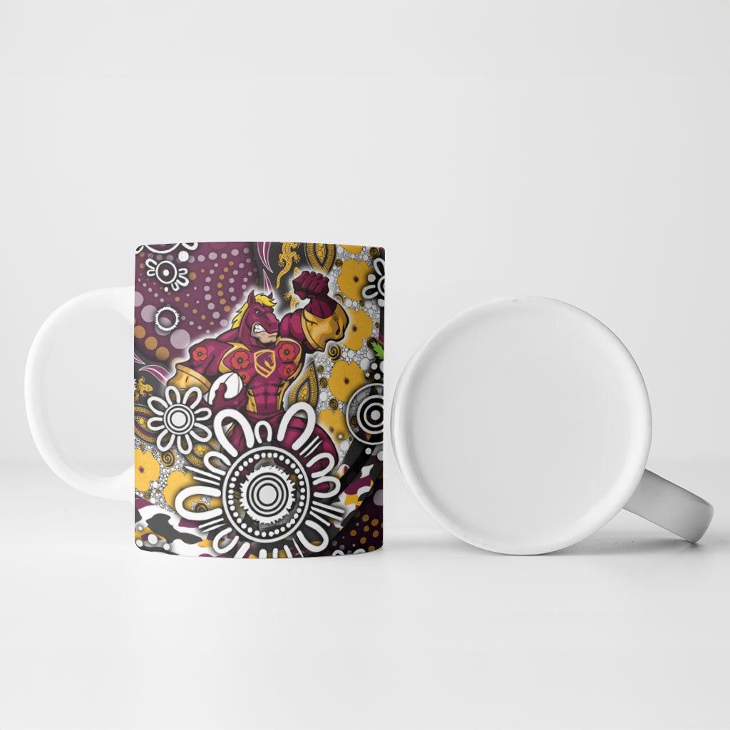 Brisbane Broncos ANZAC Day Ceramic Mug Aboriginal Poppy Remembrance Rugby - Lest We Forget