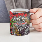 Brisbane Broncos ANZAC Day Ceramic Mug Aboriginal Poppy Remembrance Rugby - Lest We Forget