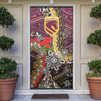 Brisbane Broncos ANZAC Day Door Cover Aboriginal Poppy Remembrance Rugby - Lest We Forget