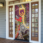 Brisbane Broncos ANZAC Day Door Cover Aboriginal Poppy Remembrance Rugby - Lest We Forget