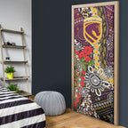 Brisbane Broncos ANZAC Day Door Cover Aboriginal Poppy Remembrance Rugby - Lest We Forget
