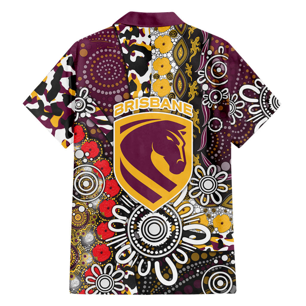 Brisbane Broncos ANZAC Day Family Matching Long Sleeve Bodycon Dress and Hawaiian Shirt Aboriginal Poppy Remembrance Rugby - Lest We Forget