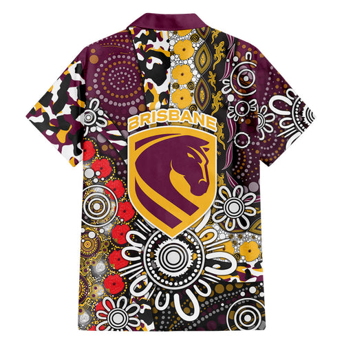 Brisbane Broncos ANZAC Day Family Matching Mermaid Dress and Hawaiian Shirt Aboriginal Poppy Remembrance Rugby - Lest We Forget