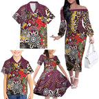 Brisbane Broncos ANZAC Day Family Matching Off The Shoulder Long Sleeve Dress and Hawaiian Shirt Aboriginal Poppy Remembrance Rugby - Lest We Forget