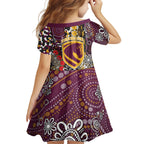 Brisbane Broncos ANZAC Day Family Matching Off The Shoulder Long Sleeve Dress and Hawaiian Shirt Aboriginal Poppy Remembrance Rugby - Lest We Forget