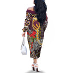 Brisbane Broncos ANZAC Day Family Matching Off The Shoulder Long Sleeve Dress and Hawaiian Shirt Aboriginal Poppy Remembrance Rugby - Lest We Forget