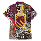 Brisbane Broncos ANZAC Day Family Matching Off Shoulder Maxi Dress and Hawaiian Shirt Aboriginal Poppy Remembrance Rugby - Lest We Forget